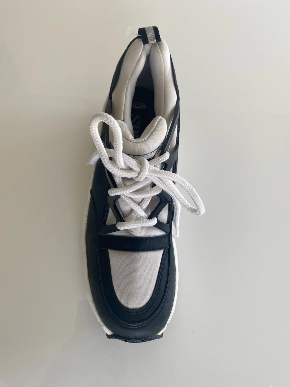Rare Vintage Y2K Splash Platform Sneakers 8 Black & White
